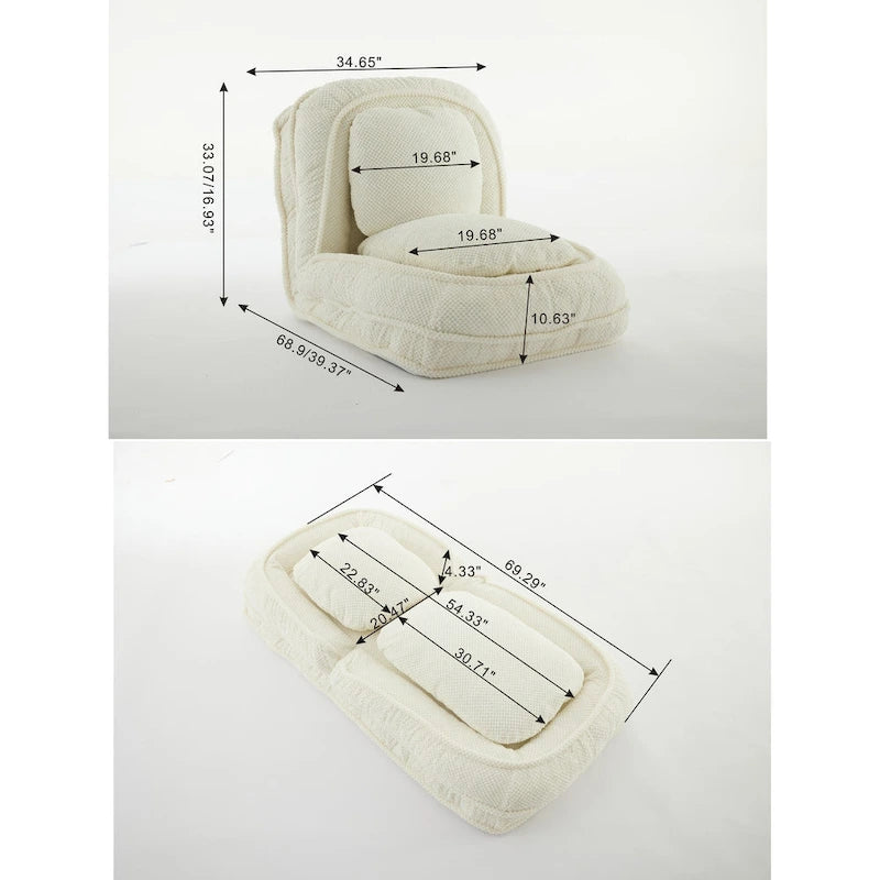 Chaise longue regolabile bianca 47.8 con schienale alto