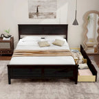 Struttura Letto in Legno Matrimoniale con 2 Cassetti Contenitore e Spazio Sotto-letto