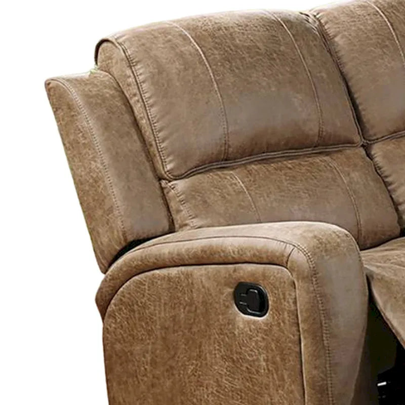 Manuell verstellbares Relaxsofa, kastanienbraunes Kunstleder, 78 Zoll