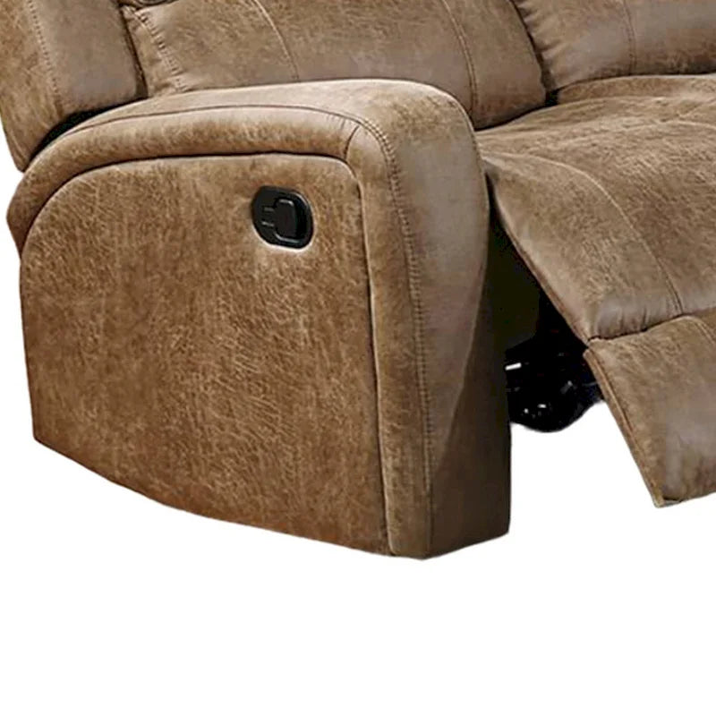Manuell verstellbares Relaxsofa, kastanienbraunes Kunstleder, 78 Zoll