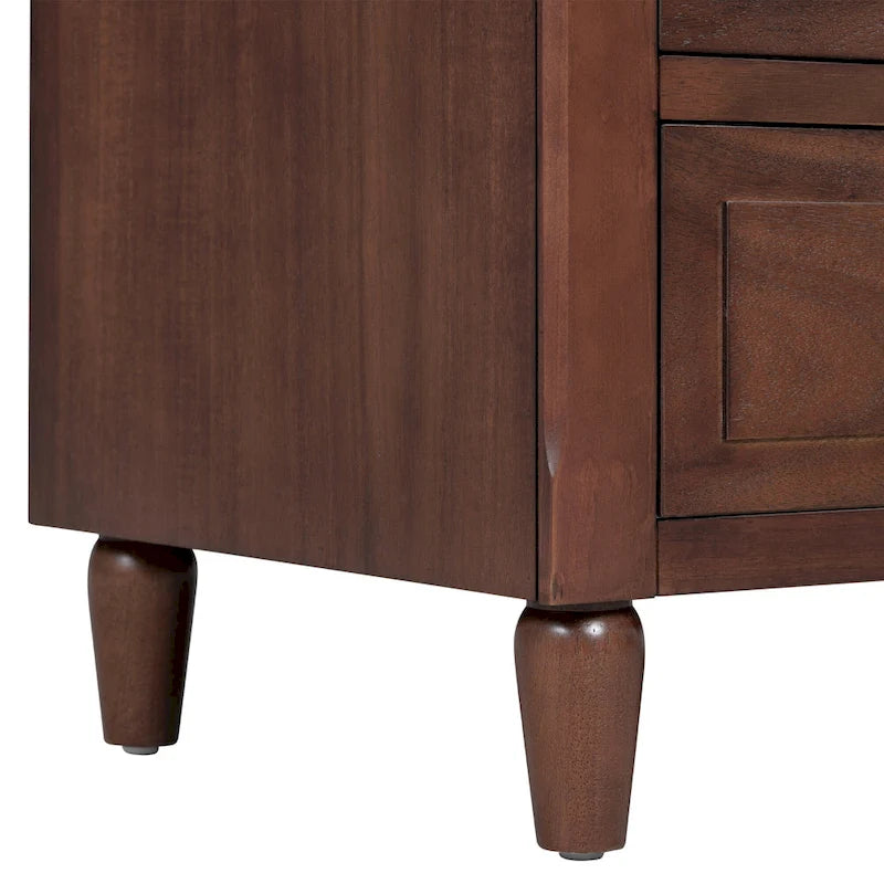 Comodino moderno di metà secolo, armadietti in legno con maniglia in metallo a 3 cassetti, tavolino da ingresso con gambe in legno massello