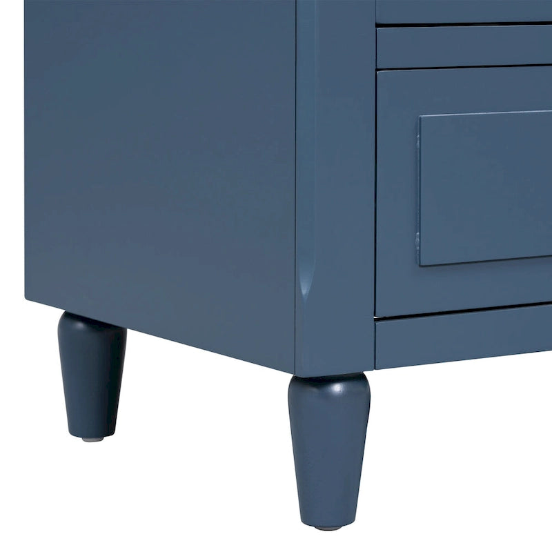 Comodino moderno di metà secolo, armadietti in legno con maniglia in metallo a 3 cassetti, tavolino da ingresso con gambe in legno massello