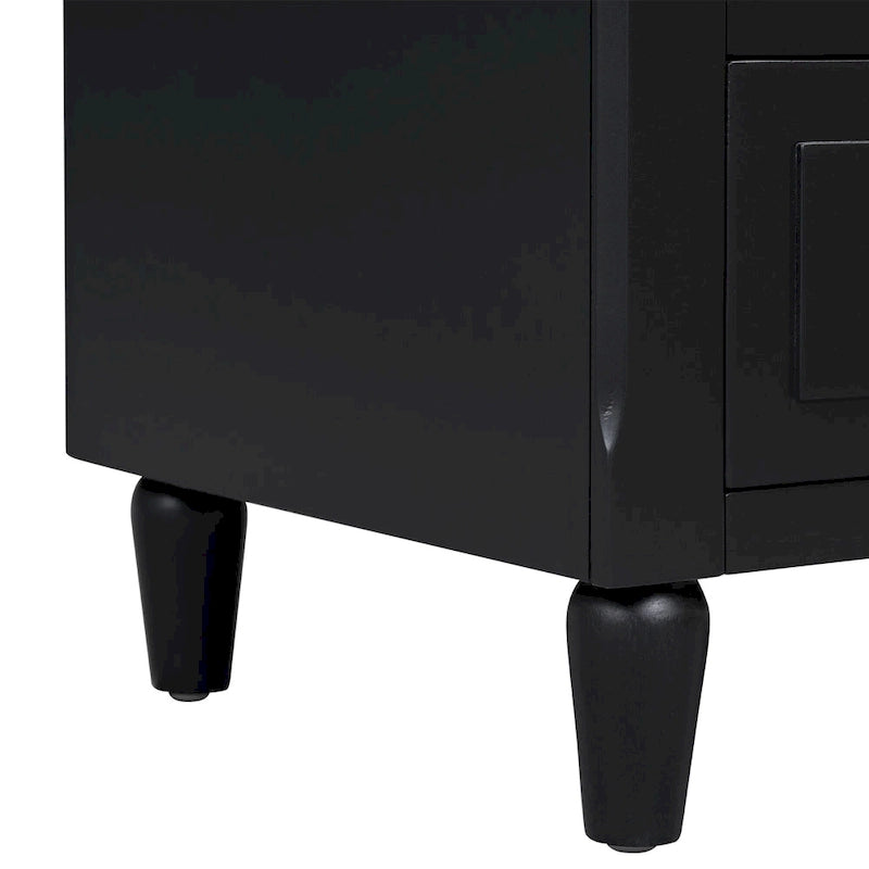 Comodino moderno di metà secolo, armadietti in legno con maniglia in metallo a 3 cassetti, tavolino da ingresso con gambe in legno massello
