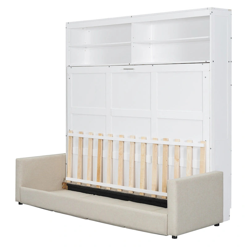 Letto Murphy Convertibile Matrimoniale e Divano - Design Salvaspazio 2 in 1 con Contenitore Integrato, Meccanismo a Doppio Pistone