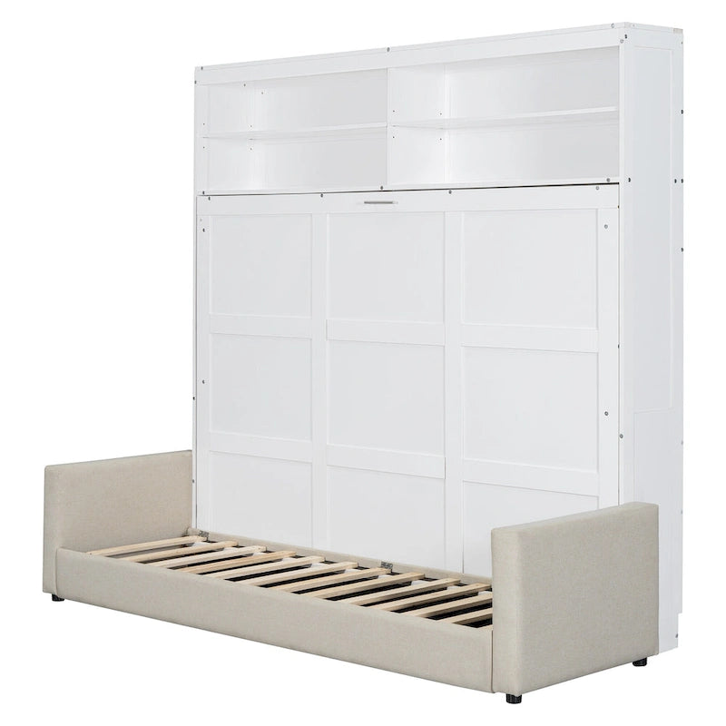 Letto Murphy Convertibile Matrimoniale e Divano - Design Salvaspazio 2 in 1 con Contenitore Integrato, Meccanismo a Doppio Pistone