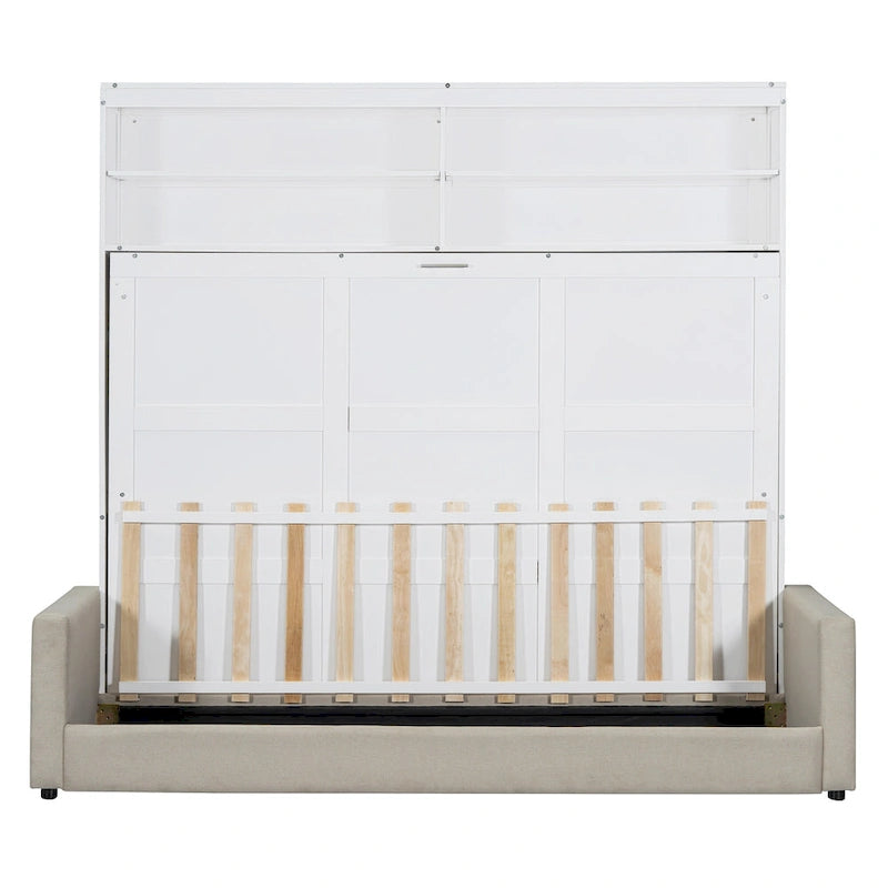 Letto Murphy Convertibile Matrimoniale e Divano - Design Salvaspazio 2 in 1 con Contenitore Integrato, Meccanismo a Doppio Pistone