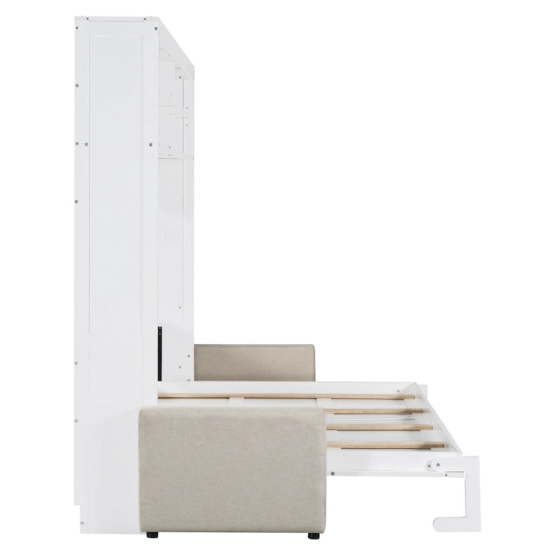Letto Murphy Convertibile Matrimoniale e Divano - Design Salvaspazio 2 in 1 con Contenitore Integrato, Meccanismo a Doppio Pistone