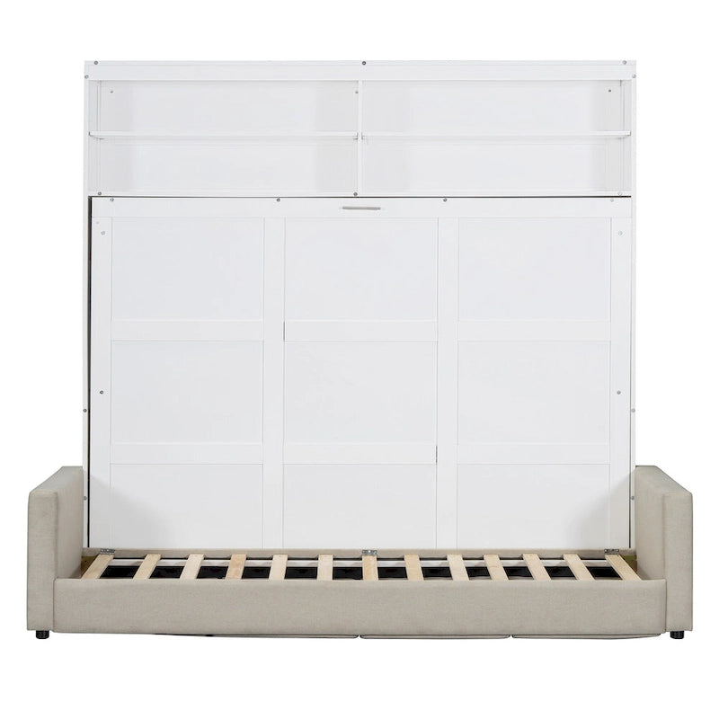 Letto Murphy Convertibile Matrimoniale e Divano - Design Salvaspazio 2 in 1 con Contenitore Integrato, Meccanismo a Doppio Pistone