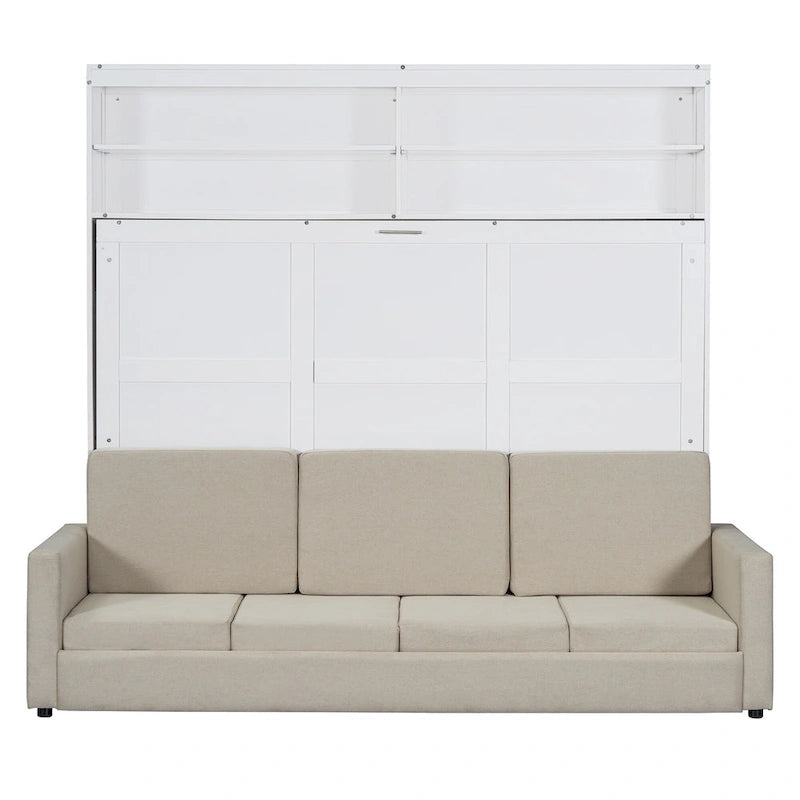 Letto Murphy Convertibile Matrimoniale e Divano - Design Salvaspazio 2 in 1 con Contenitore Integrato, Meccanismo a Doppio Pistone