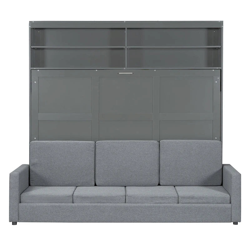 Letto Murphy Convertibile Matrimoniale e Divano - Design Salvaspazio 2 in 1 con Contenitore Integrato, Meccanismo a Doppio Pistone
