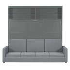Letto Murphy Convertibile Matrimoniale e Divano - Design Salvaspazio 2 in 1 con Contenitore Integrato, Meccanismo a Doppio Pistone