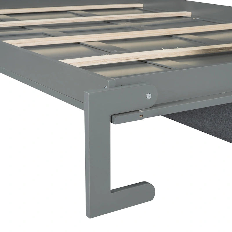 Letto Murphy Convertibile Matrimoniale e Divano - Design Salvaspazio 2 in 1 con Contenitore Integrato, Meccanismo a Doppio Pistone