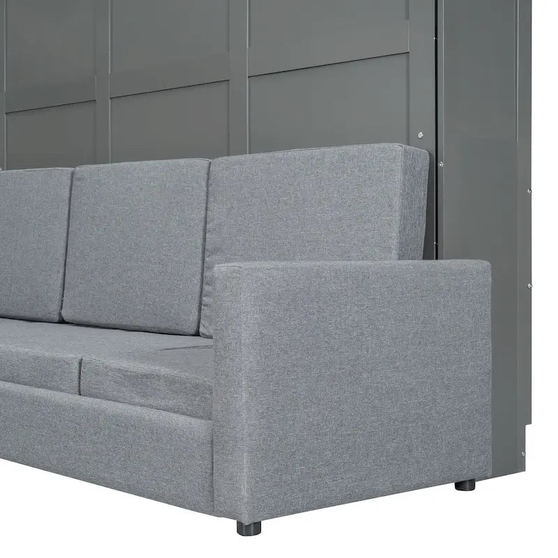 Letto Murphy Convertibile Matrimoniale e Divano - Design Salvaspazio 2 in 1 con Contenitore Integrato, Meccanismo a Doppio Pistone