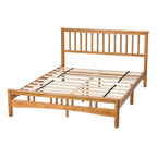 Elegant houten platformbed in eiken stijl, queen-size, met hoofdbord voor de slaapkamer