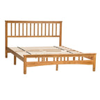Elegant houten platformbed in eiken stijl, queen-size, met hoofdbord voor de slaapkamer