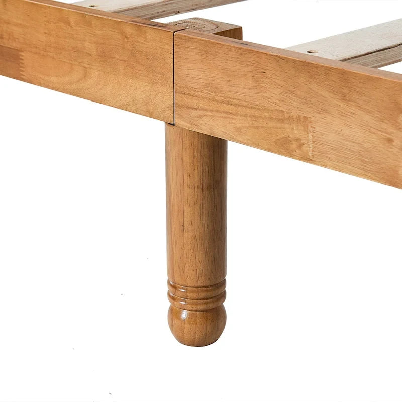 Elegant houten platformbed in eiken stijl, queen-size, met hoofdbord voor de slaapkamer