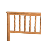 Elegant houten platformbed in eiken stijl, queen-size, met hoofdbord voor de slaapkamer