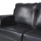 Divano a 3 posti moderno nero in similpelle 80 con gambe in legno di betulla e borchie per soggiorno