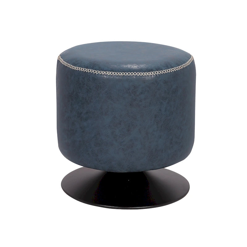 Pouf rotondo rivestito vintage