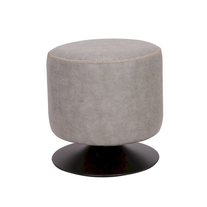 Pouf rotondo rivestito vintage