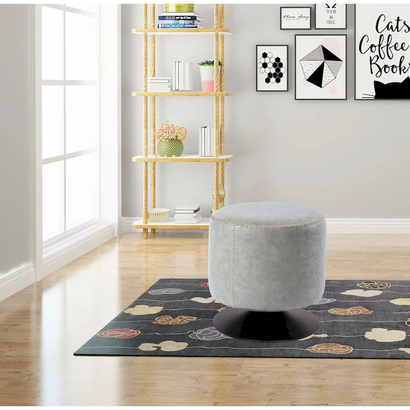 Pouf rotondo rivestito vintage