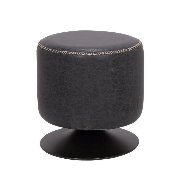 Pouf rotondo rivestito vintage