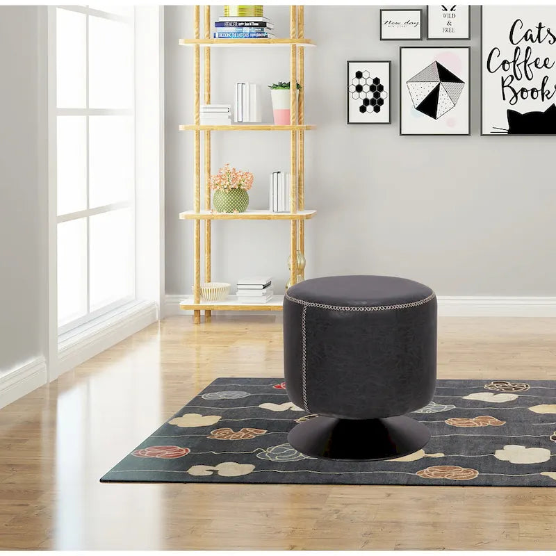 Pouf rotondo rivestito vintage