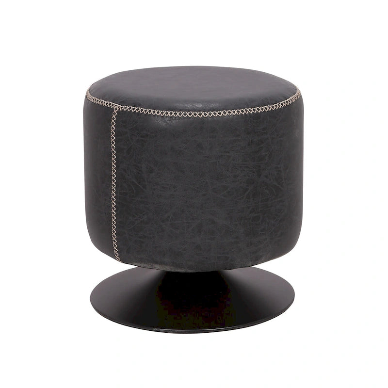 Pouf rotondo rivestito vintage