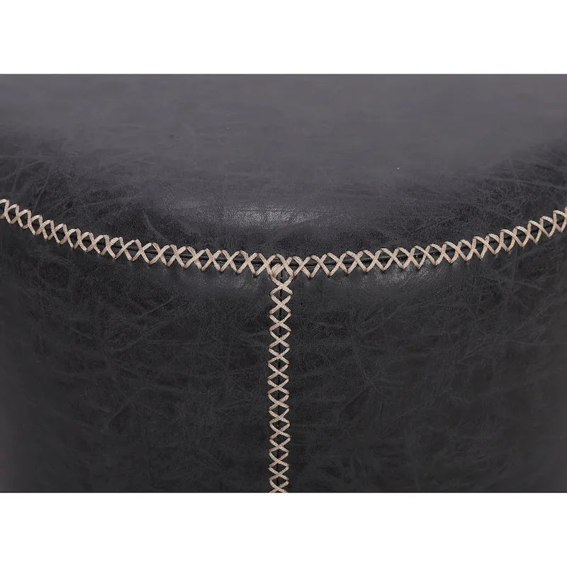 Pouf rotondo rivestito vintage