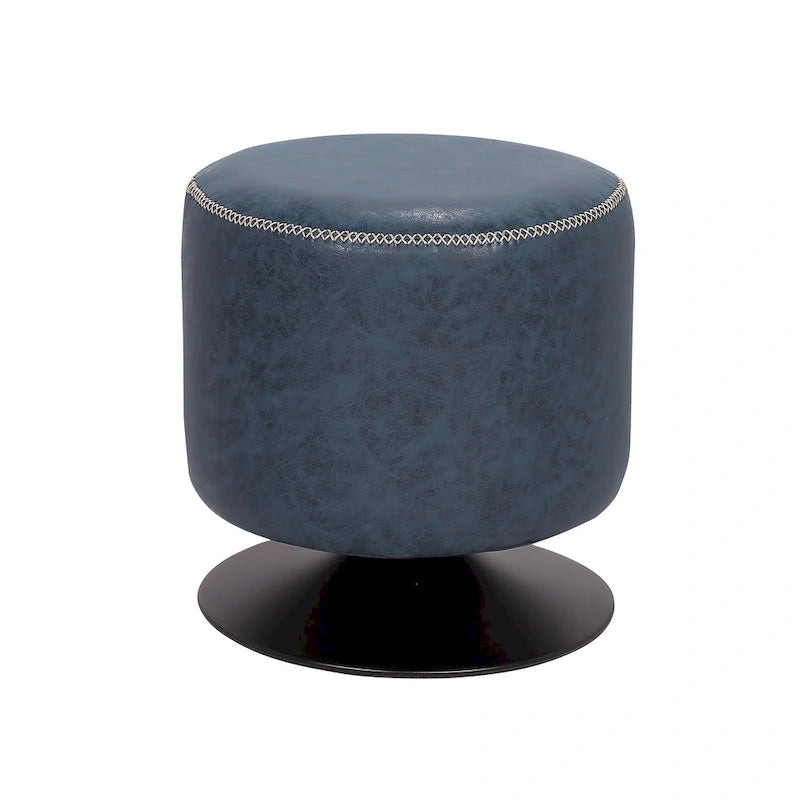 Pouf rotondo rivestito vintage