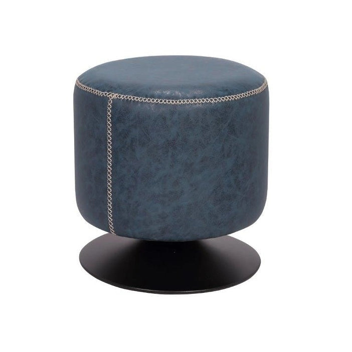 Pouf rotondo rivestito vintage