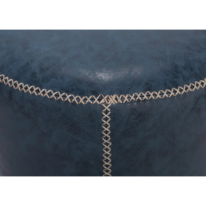Pouf rotondo rivestito vintage