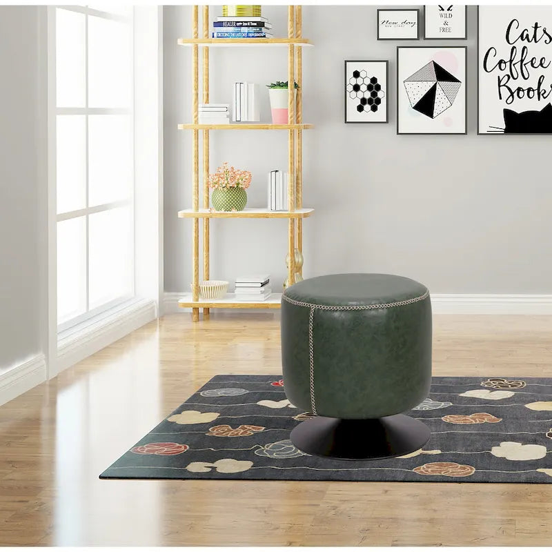 Pouf rotondo rivestito vintage