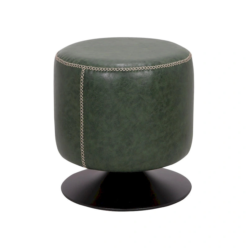 Pouf rotondo rivestito vintage