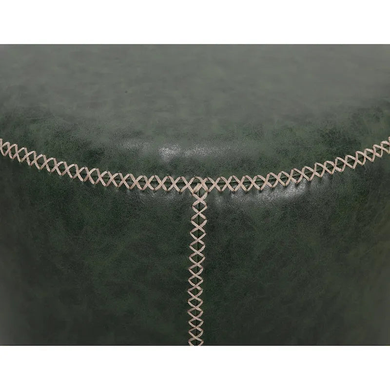 Pouf rotondo rivestito vintage