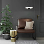 Poltrona imbottita in pelle PU stile Moderno Vintage, Poltrone accentate Mid-Century con telaio in acciaio, Poltrone relax