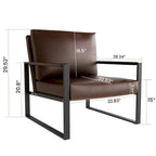 Poltrona imbottita in pelle PU stile Moderno Vintage, Poltrone accentate Mid-Century con telaio in acciaio, Poltrone relax