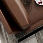 Poltrona imbottita in pelle PU stile Moderno Vintage, Poltrone accentate Mid-Century con telaio in acciaio, Poltrone relax