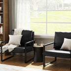 Poltrona imbottita in pelle PU stile Moderno Vintage, Poltrone accentate Mid-Century con telaio in acciaio, Poltrone relax