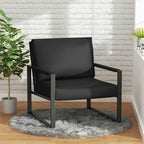 Poltrona imbottita in pelle PU stile Moderno Vintage, Poltrone accentate Mid-Century con telaio in acciaio, Poltrone relax