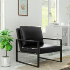 Poltrona imbottita in pelle PU stile Moderno Vintage, Poltrone accentate Mid-Century con telaio in acciaio, Poltrone relax