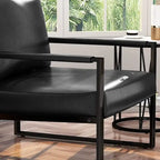 Poltrona imbottita in pelle PU stile Moderno Vintage, Poltrone accentate Mid-Century con telaio in acciaio, Poltrone relax