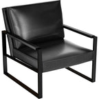 Poltrona imbottita in pelle PU stile Moderno Vintage, Poltrone accentate Mid-Century con telaio in acciaio, Poltrone relax