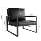 Poltrona imbottita in pelle PU stile Moderno Vintage, Poltrone accentate Mid-Century con telaio in acciaio, Poltrone relax