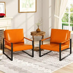 Poltrona imbottita in pelle PU stile Moderno Vintage, Poltrone accentate Mid-Century con telaio in acciaio, Poltrone relax
