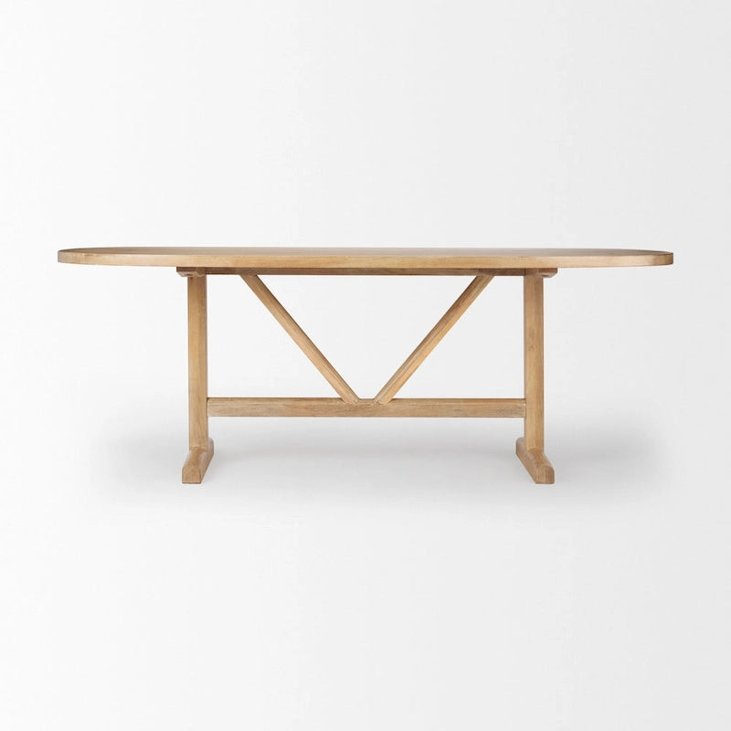 Tavolo da pranzo in legno massello marrone chiaro 84 pollici - 84L x 42P x 30A