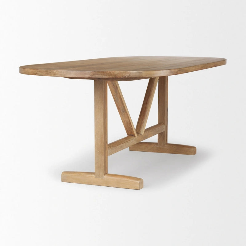 Tavolo da pranzo in legno massello marrone chiaro 84 pollici - 84L x 42P x 30A