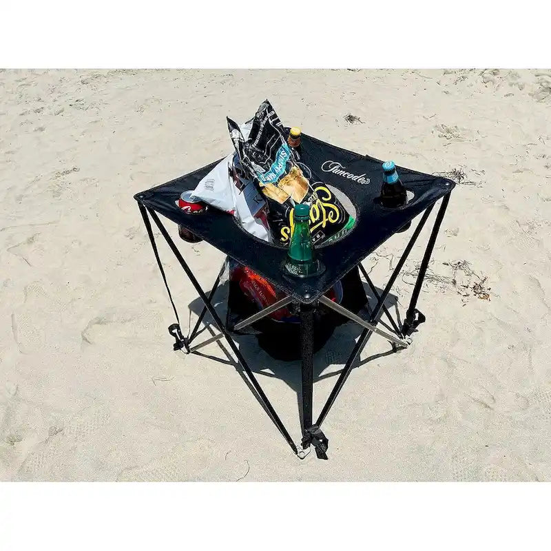 Tavolo da Campeggio Pieghevole, Tavolo da Campeggio Portatile a Doppio Strato con 4 Portabicchieri e Borsa per il Trasporto, per Picnic, Spiaggia, Escursionismo, Barbecue