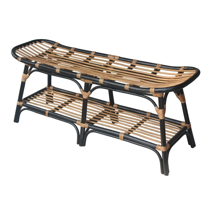 Panca in Rattan con Ripiano