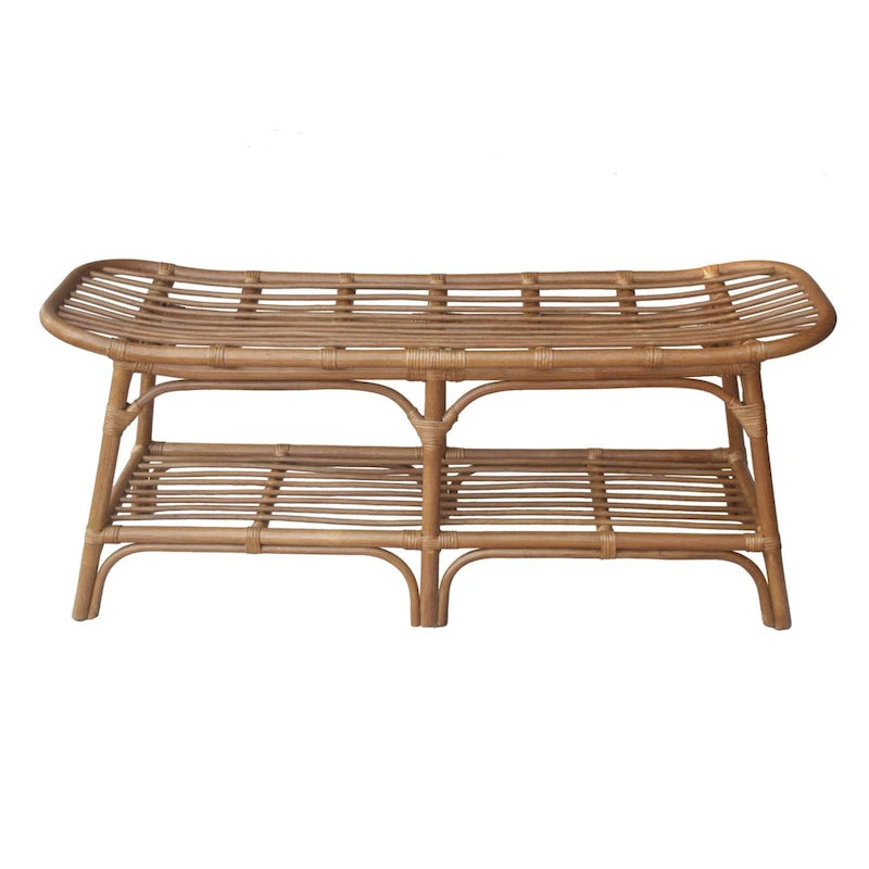 Panca in Rattan con Ripiano